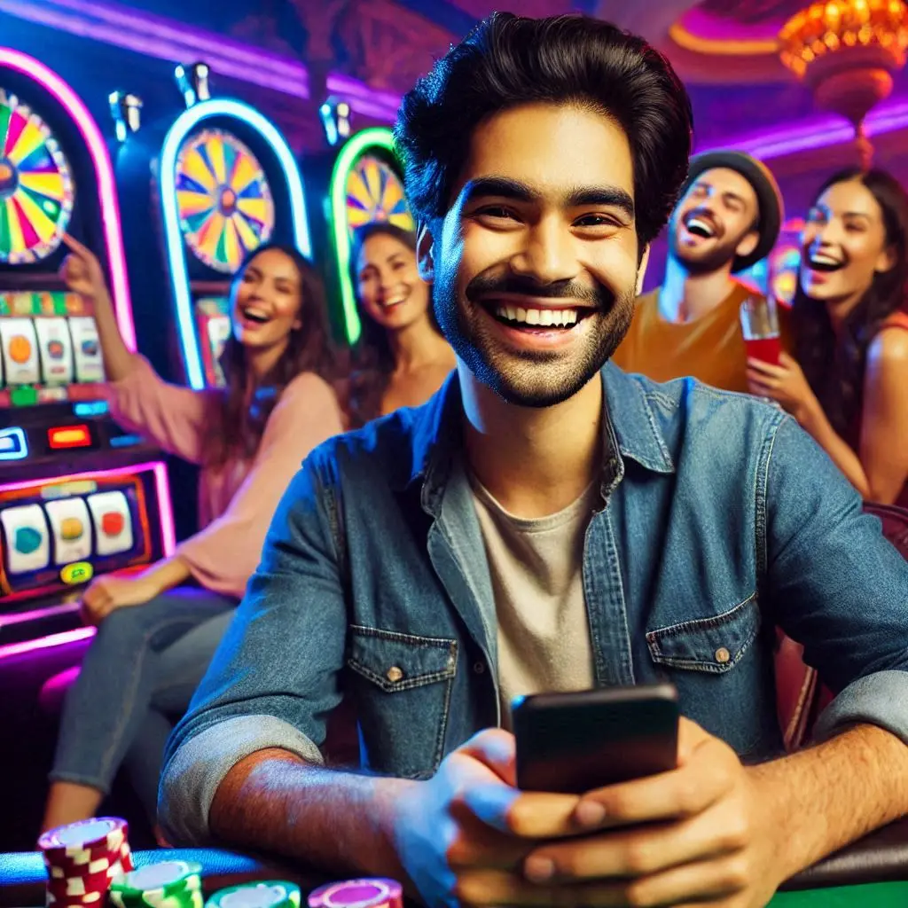 Joueur satisfait sur mobile à Casino Night