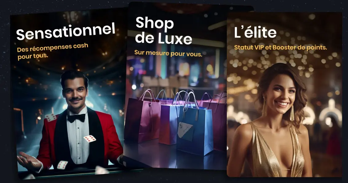 Interface de casino night en ligne sur mobile